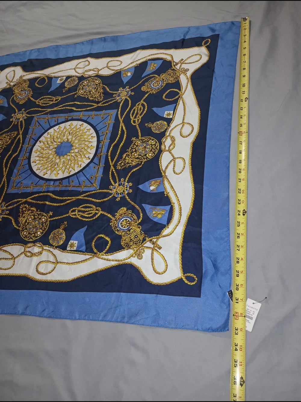 Talbots Gold Link Medallion Print Silk Scarf